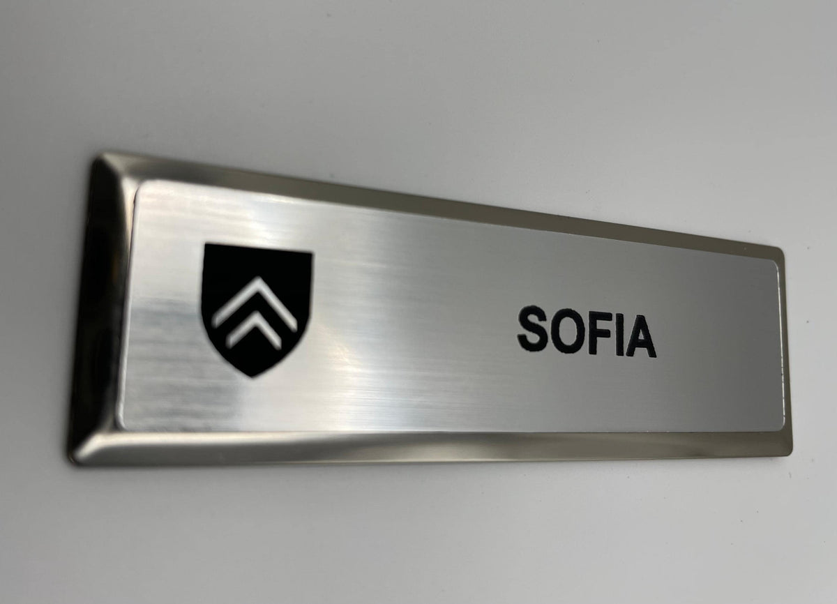 Logo Name Badge on Metal Bar