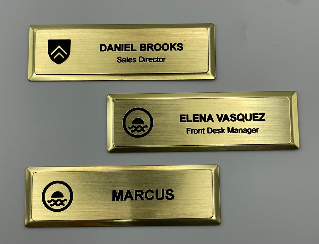 Logo Name Badge on Metal Bar