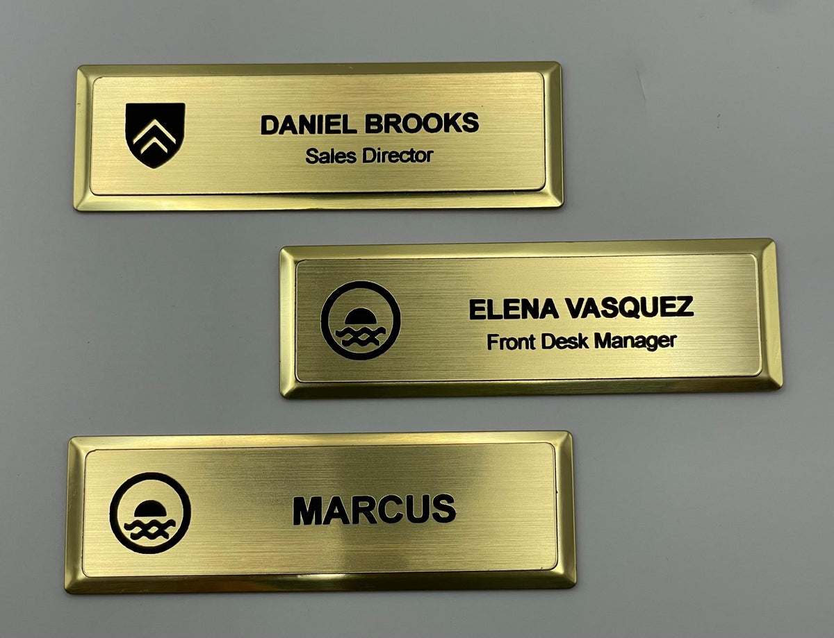 Logo Name Badge on Metal Bar