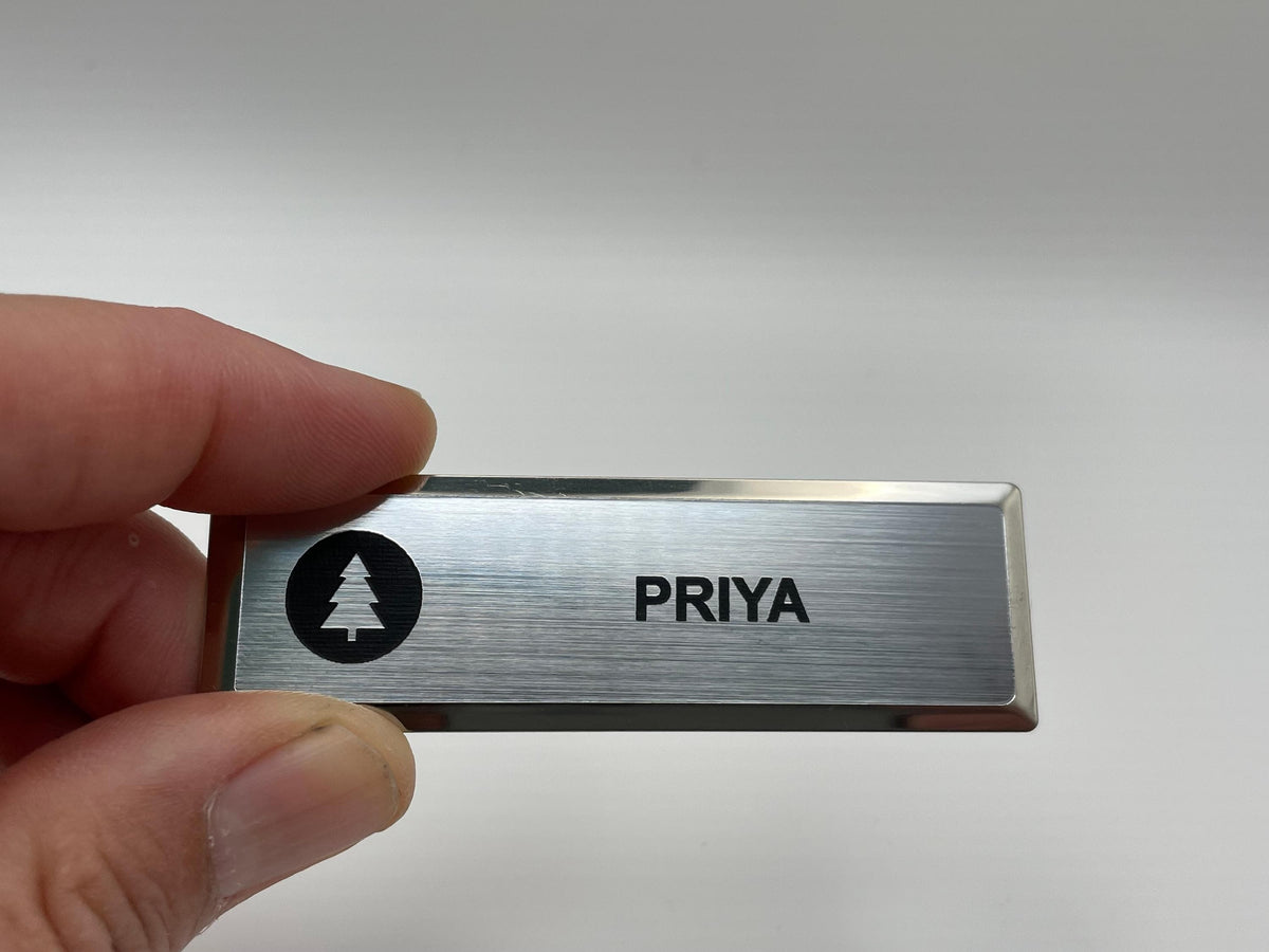 Logo Name Badge on Metal Bar