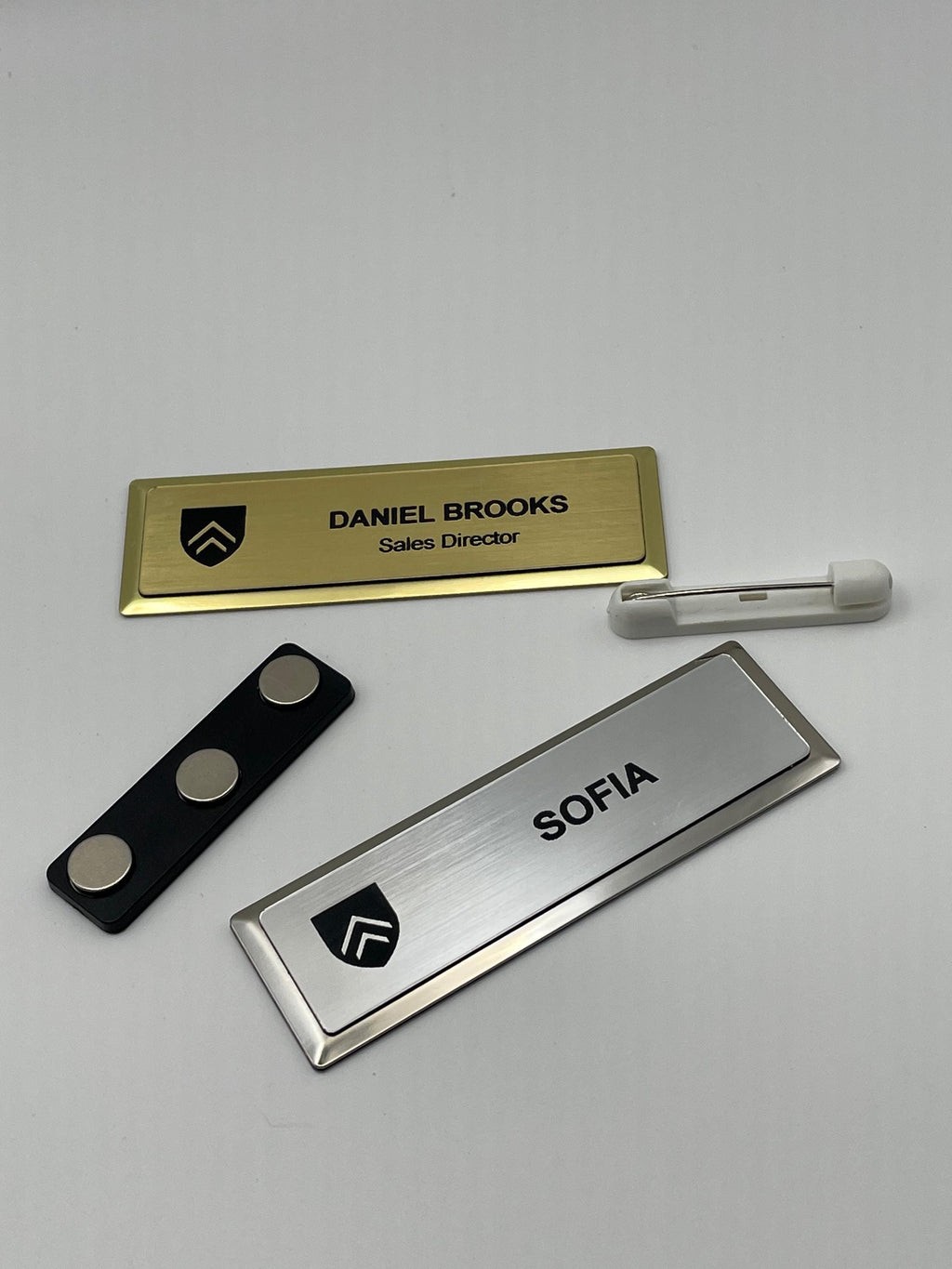 Logo Name Badge on Metal Bar